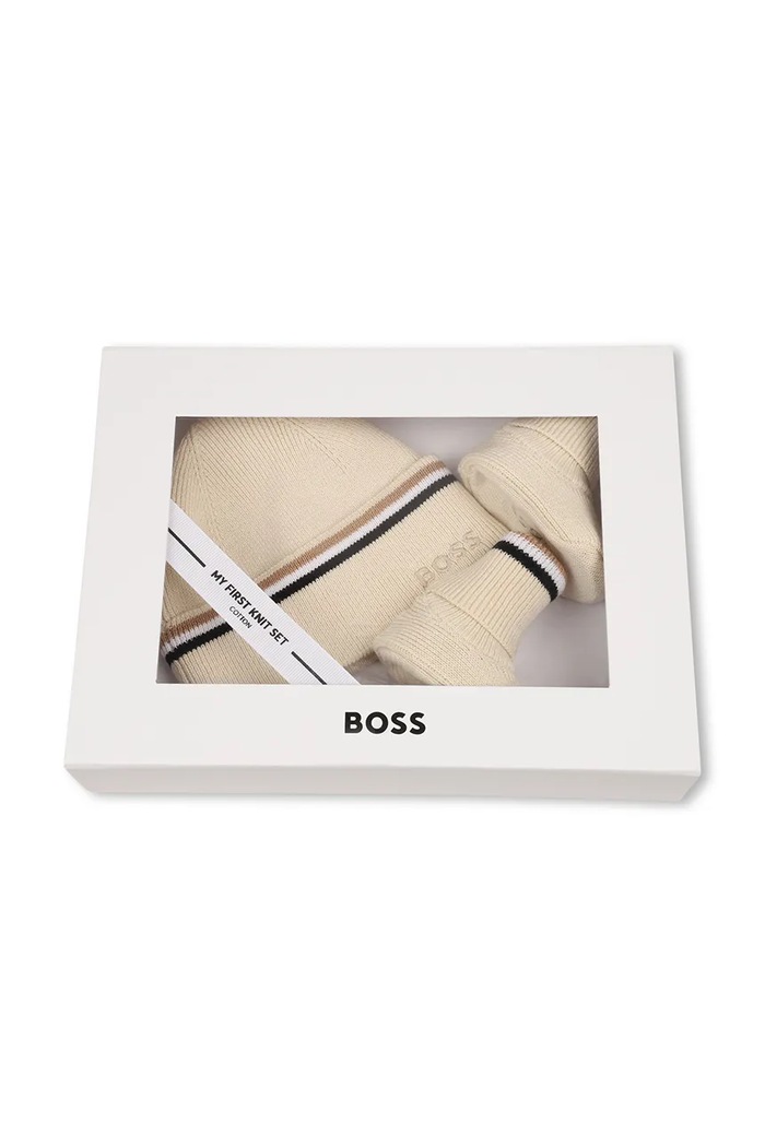 Σκούφος παιδικός με βαμβάκι BOSS J53572.74.81 μπεζ