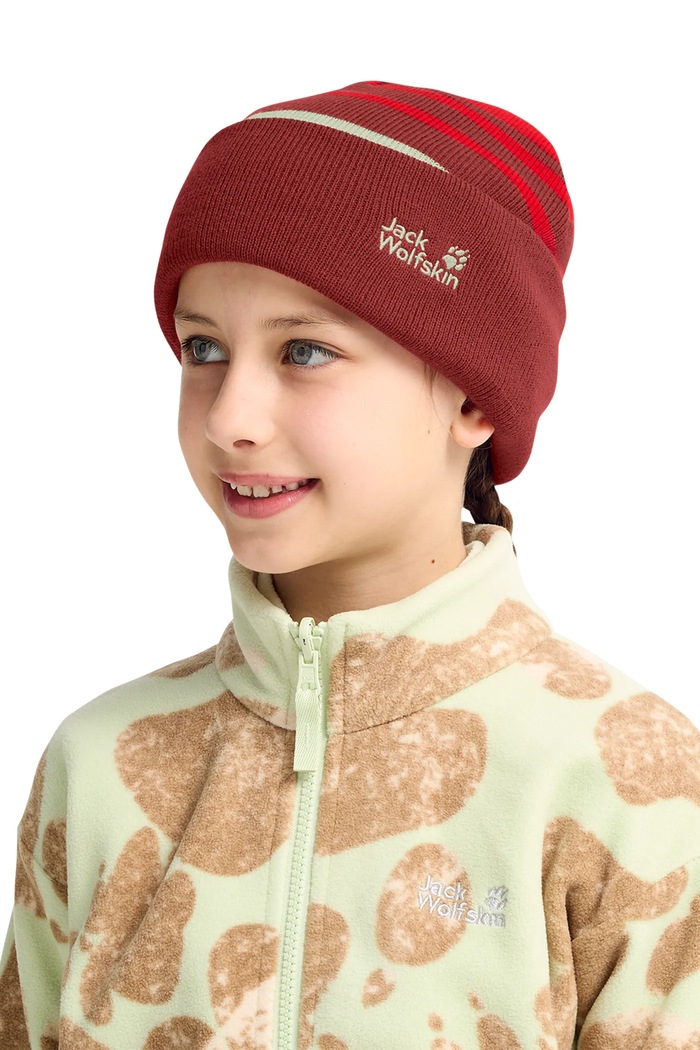 Jack Wolfskin Czapka beanie dziecięca STRIPY KNIT czerwony 1910402.9BY2