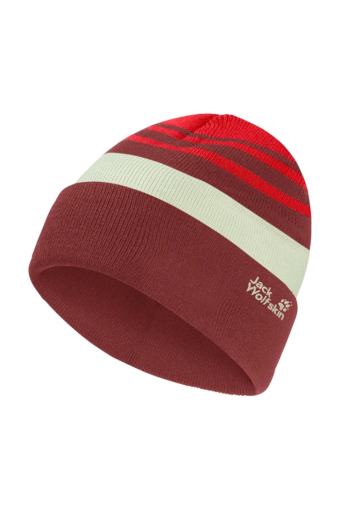 Jack Wolfskin Czapka beanie dziecięca STRIPY KNIT 1910402.9BY2 czerwony AW26