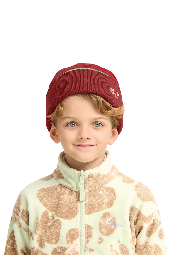 Czapka beanie dziecięca STRIPY KNIT Jack Wolfskin czerwony 1910402.9BY2