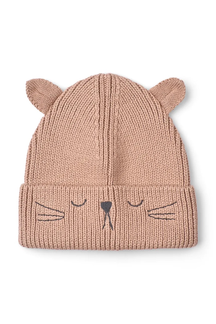 Liewood Czapka dziecięca bawełniana Gina Beanie w Cat Embroidery różowy LW21183.9BY2