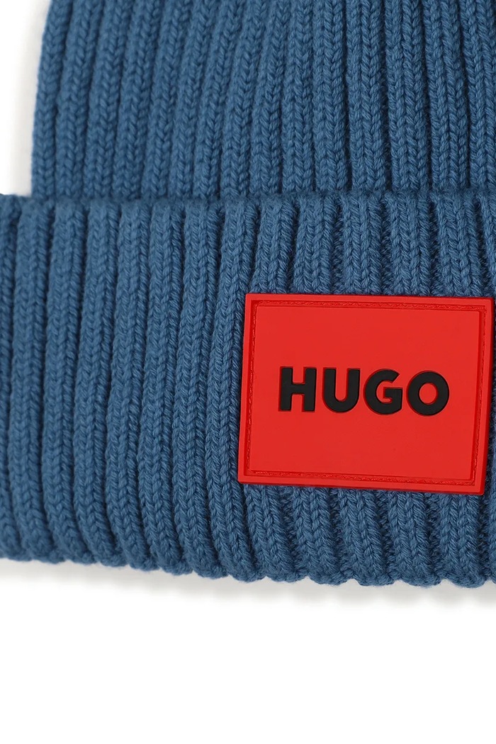 Chłopiec HUGO Czapka beanie dziecięca z bawełną G01314.52.54 granatowy