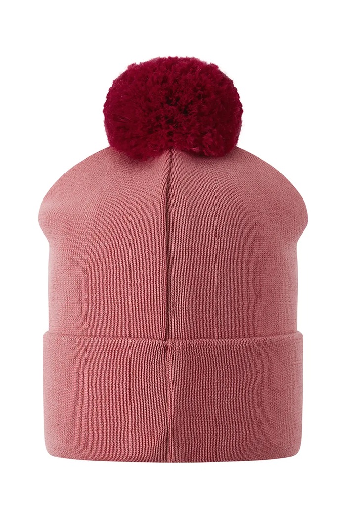 Reima czapka z pomponem dziecięca z wełną merino Omasi 5300351A.9BY2 różowy AW26