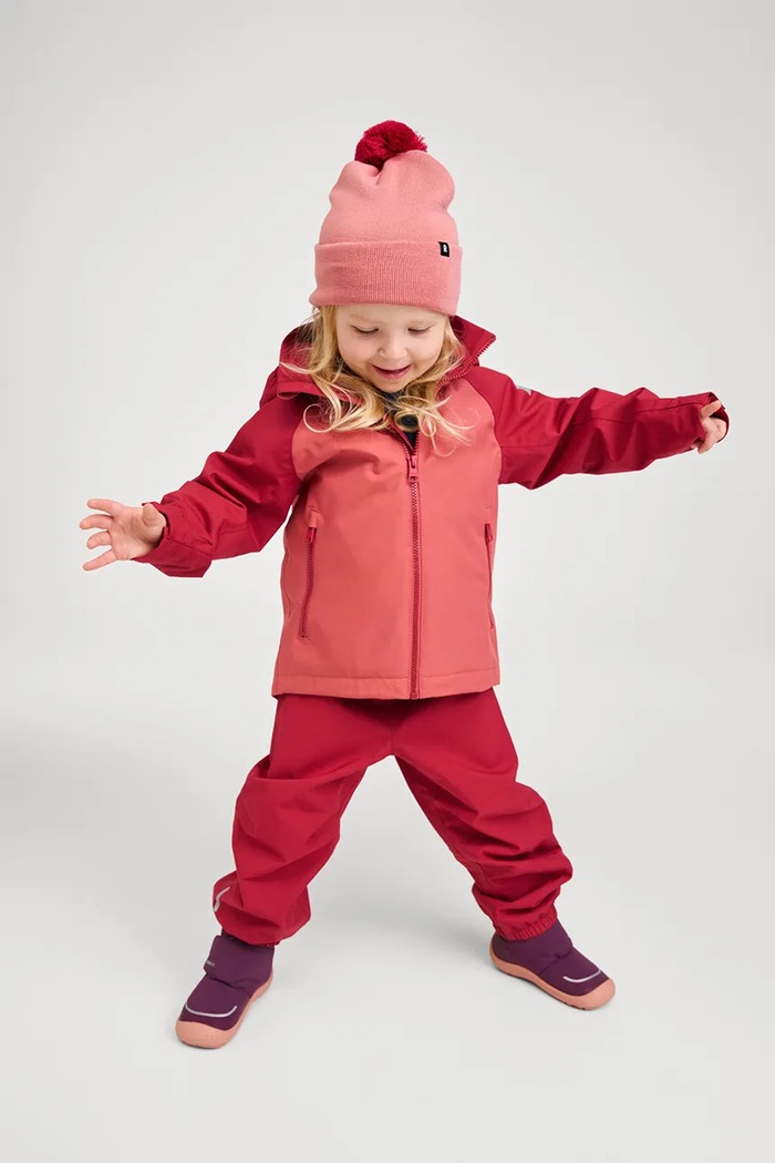 Reima czapka z pomponem dziecięca z wełną merino Omasi 5300351A.9BY2 różowy
