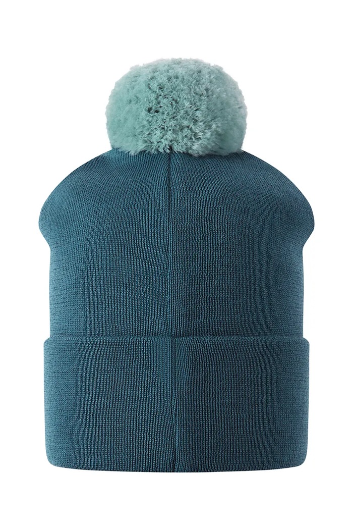 Chłopiec Reima czapka z pomponem dziecięca z wełną merino Omasi 5300351A.9BY2 turkusowy