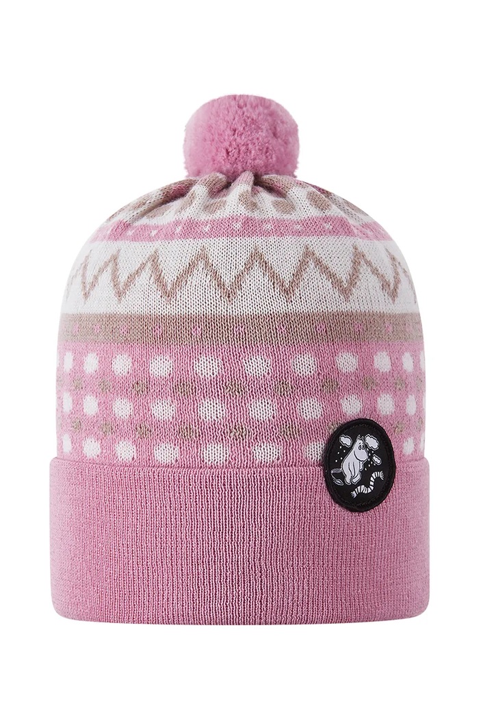 Reima czapka z pomponem dziecięca z wełną merino Moomin Flinga różowy 5300133C.9BY2