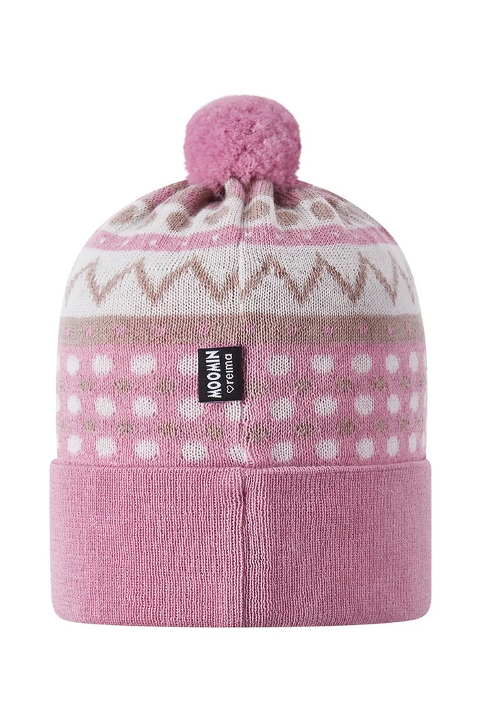 Reima czapka z pomponem dziecięca z wełną merino Moomin Flinga 5300133C.9BY2 różowy AW26