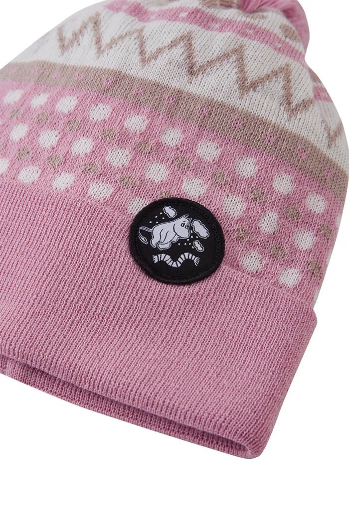 Chłopiec Reima czapka z pomponem dziecięca z wełną merino Moomin Flinga 5300133C.9BY2 różowy