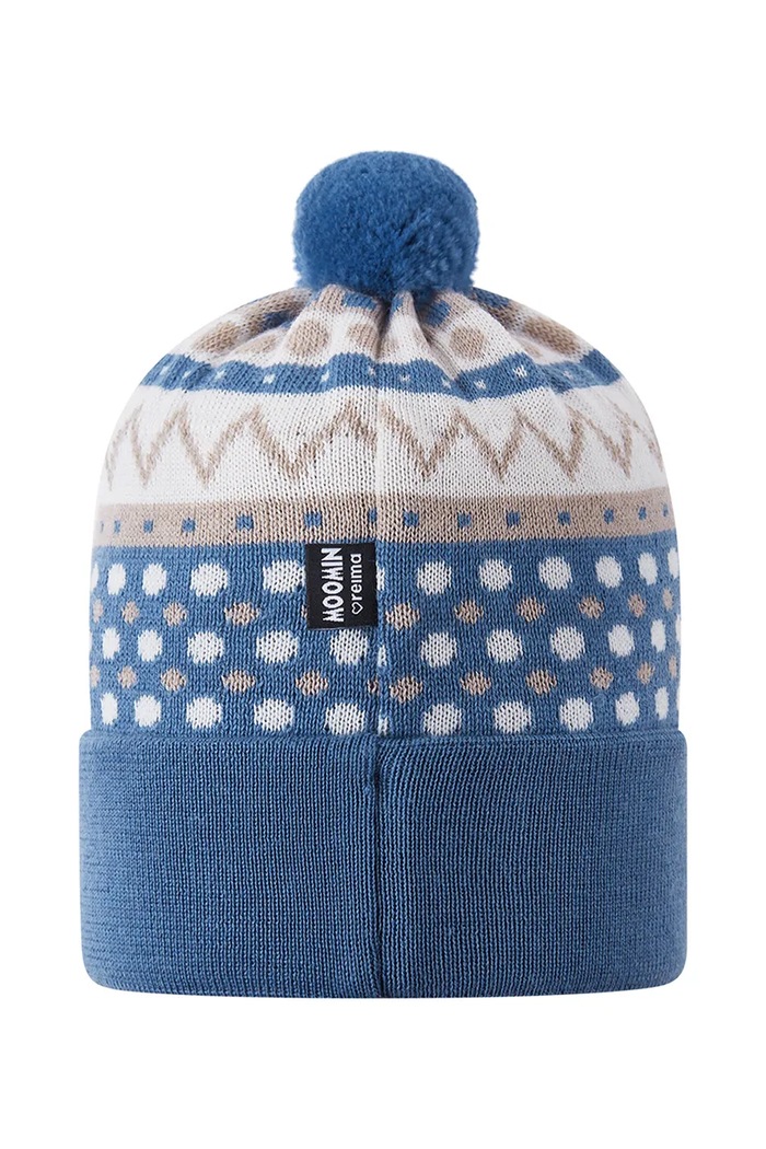 Reima czapka z pomponem dziecięca z wełną merino Moomin Flinga 5300133C.9BY2 niebieski AW26