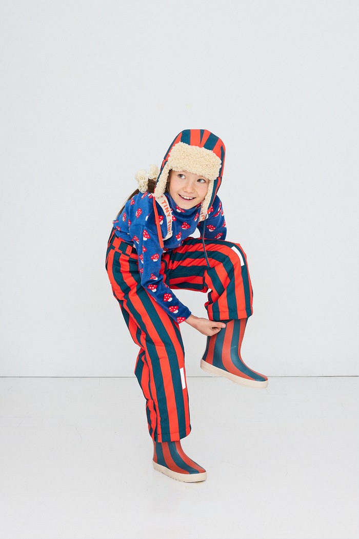 Czapka uszatka dziecięca RED STRIPES CHAPKA Tinycottons AW26.013 czerwony