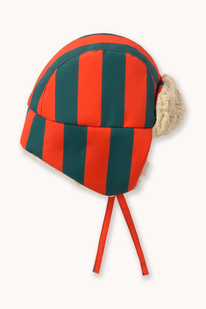 Chłopiec Tinycottons Czapka uszatka dziecięca RED STRIPES CHAPKA AW26.013 czerwony