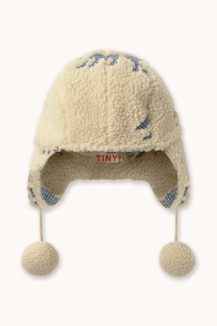 Tinycottons Czapka uszatka dziecięca HORSES SHERPA EARFLAP BEANIE beżowy AW26.248