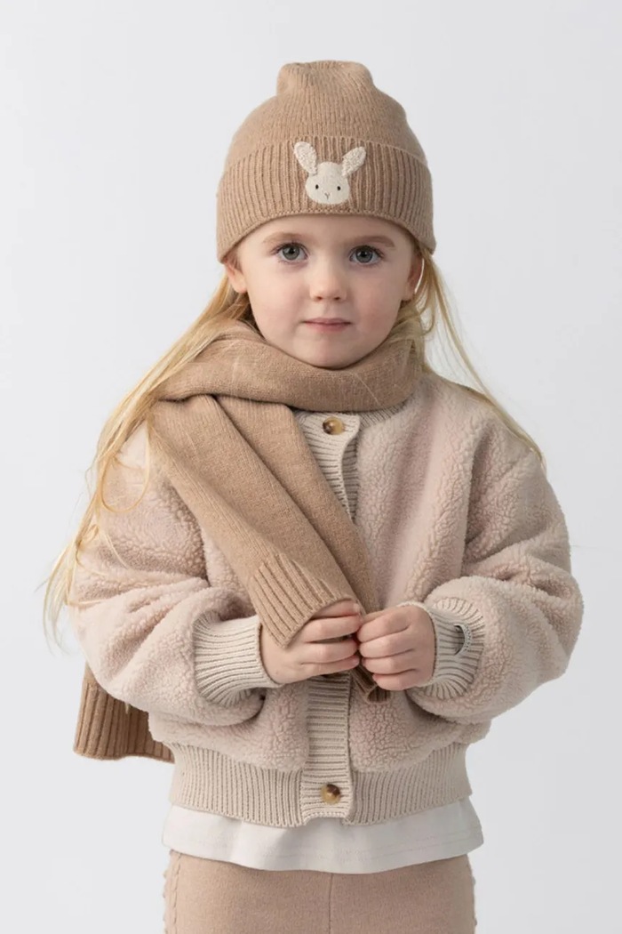 Donsje Gyerek gyapjú sapka Evaran Merino Wool Hat Fluffy Bunny barna 4129701.92.128