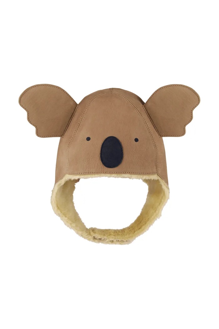 Donsje căciulă cu urechi pentru copii din piele Kapi Classic Hat Koala bej 6020006