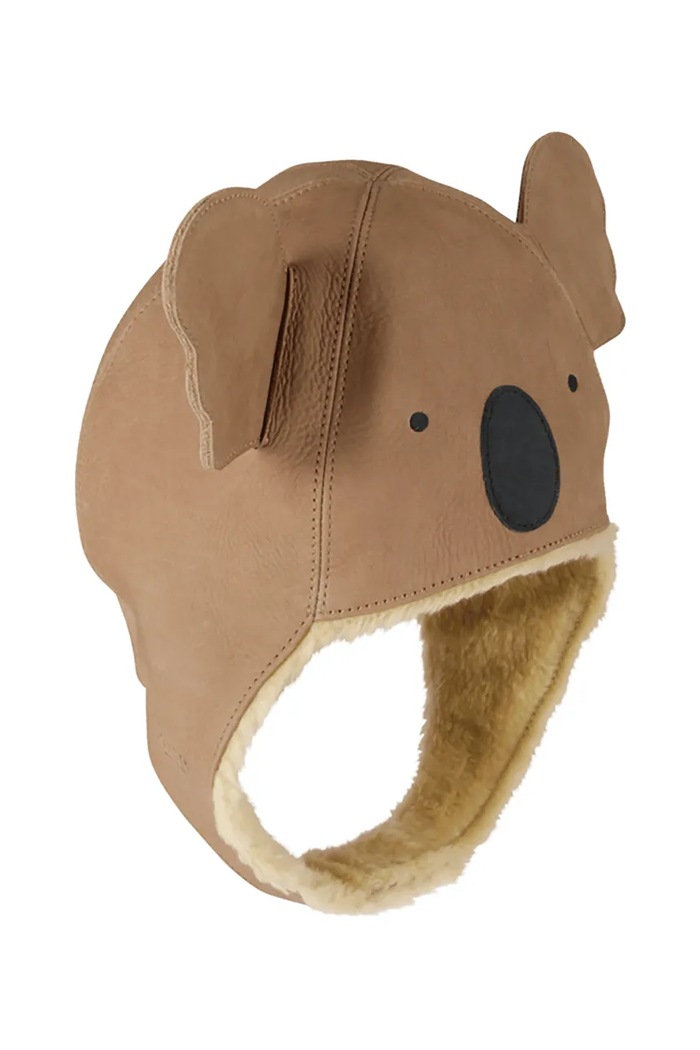 Donsje căciulă cu urechi pentru copii din piele Kapi Classic Hat Koala 6020006 bej AW26