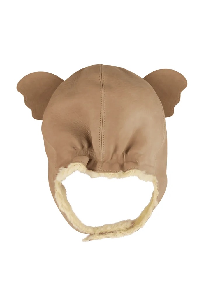 Băieți Donsje căciulă cu urechi pentru copii din piele Kapi Classic Hat Koala 6020006 bej