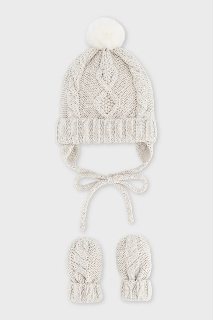 Mayoral Newborn Czapka z pomponem niemowlęca z bawełną biały 9120.1K.Newborn.9BY2