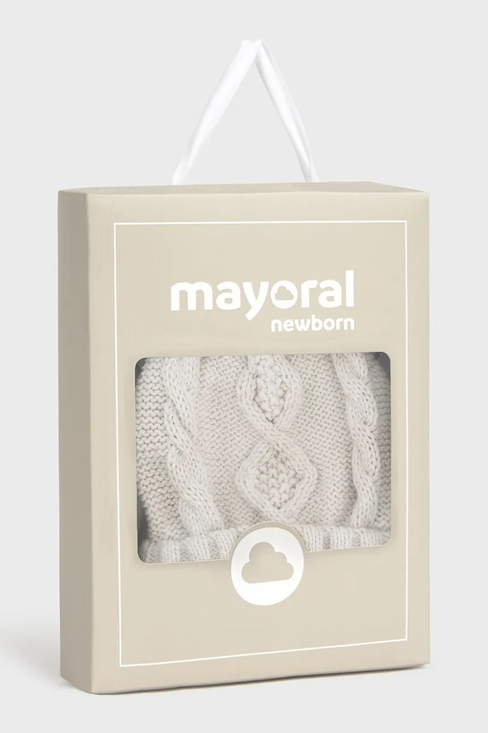 Мальчик Mayoral Newborn Шапка с помпоном для младенцев с хлопком 9120.1K.Newborn.9BY2 белый