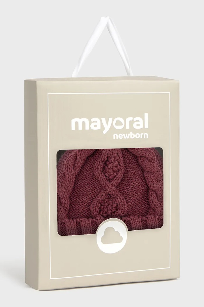 CHLAPEC Mayoral Newborn Čepice s bambulí kojenecká s bavlnou 9120.1K.Newborn.9BY2 červená