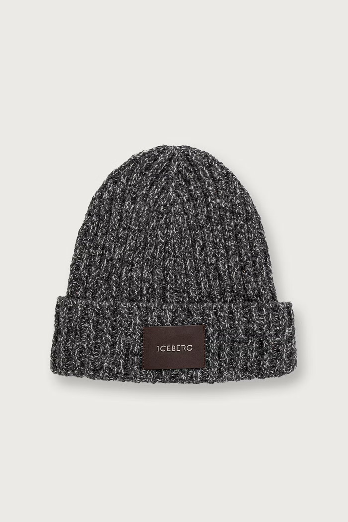 Iceberg Czapka beanie męska z jedwabiem szary 3043.7110