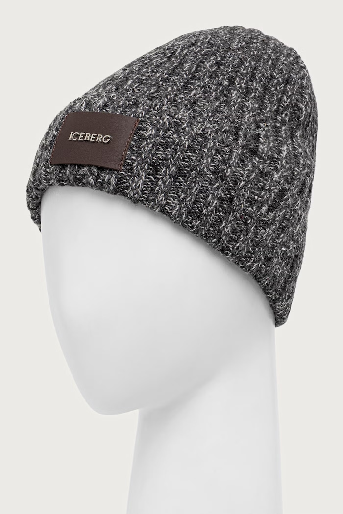 Iceberg Czapka beanie męska z jedwabiem 3043.7110 szary AW26