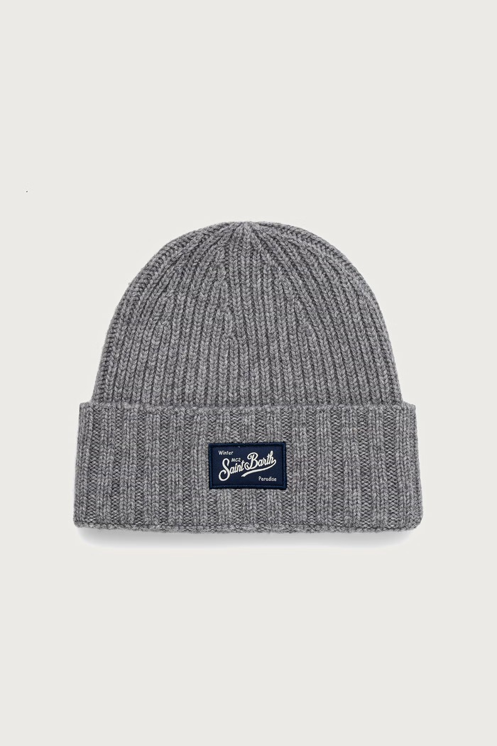 MC2 Saint Barth Čiapka beanie pánska s vlnou sivá SHLL002