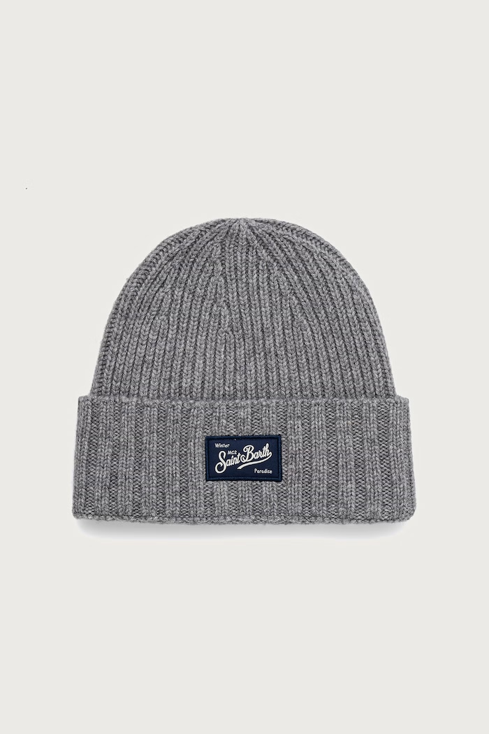MC2 Saint Barth Čiapka beanie pánska s vlnou sivá SHLL002