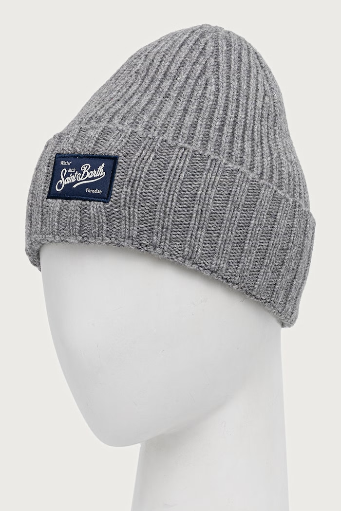 Doplnky MC2 Saint Barth Čiapka beanie pánska s vlnou SHLL002 sivá