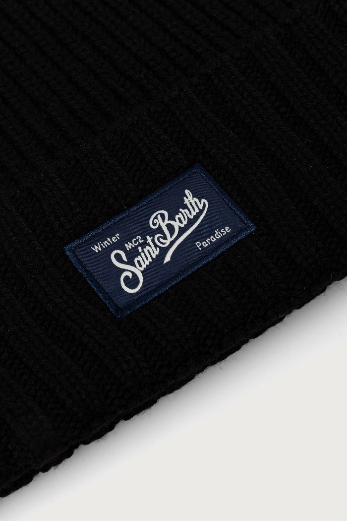 MC2 Saint Barth Čiapka beanie pánska s vlnou SHLL002 čierna AW26