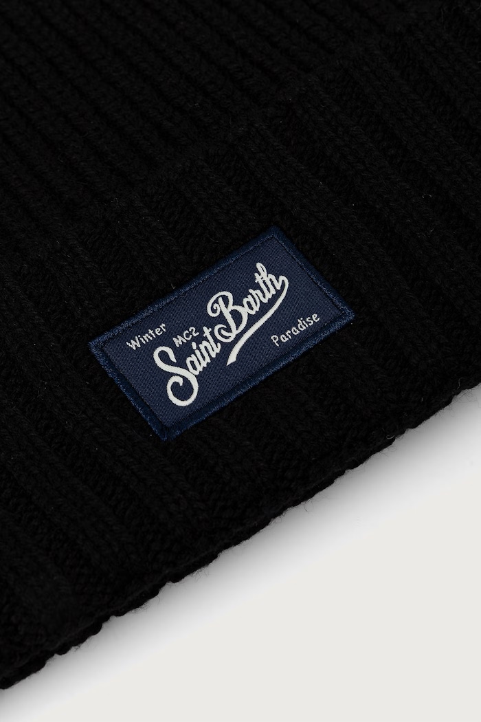 MC2 Saint Barth Čiapka beanie pánska s vlnou SHLL002 čierna AW26