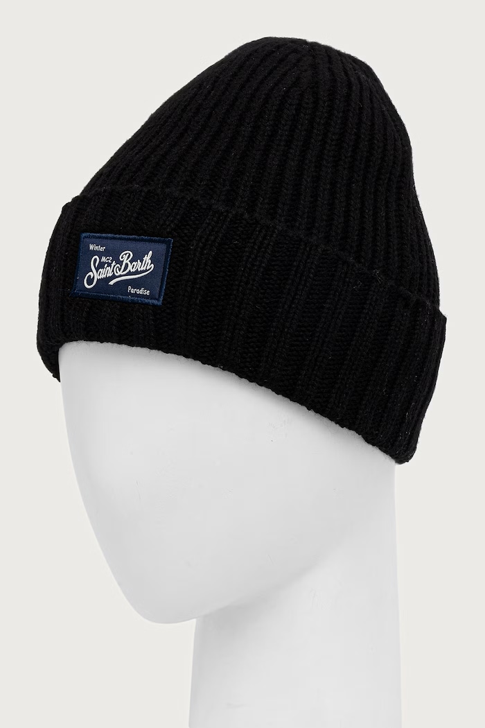 Doplnky MC2 Saint Barth Čiapka beanie pánska s vlnou SHLL002 čierna