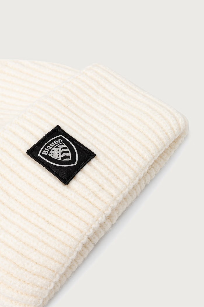 Akcesoria Blauer Czapka beanie męska z dodatkiem wełny BLUA05573 beżowy