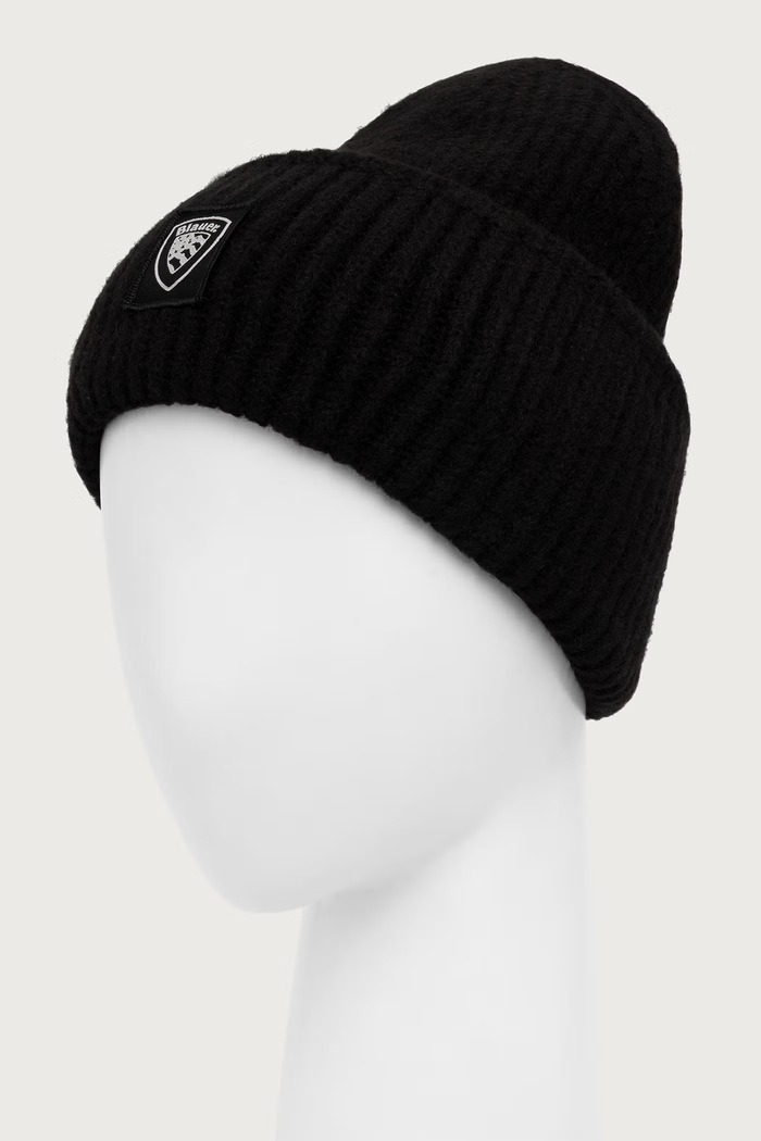 Blauer Czapka beanie męska z dodatkiem wełny BLUA05573 czarny AW26