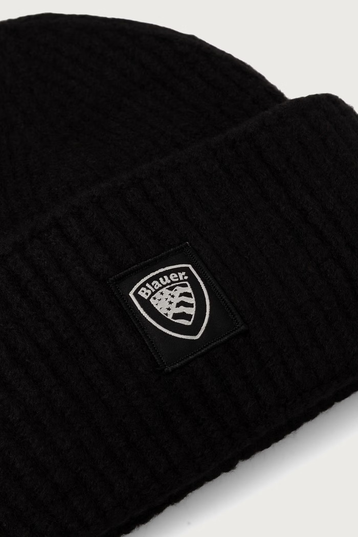 Akcesoria Blauer Czapka beanie męska z dodatkiem wełny BLUA05573 czarny