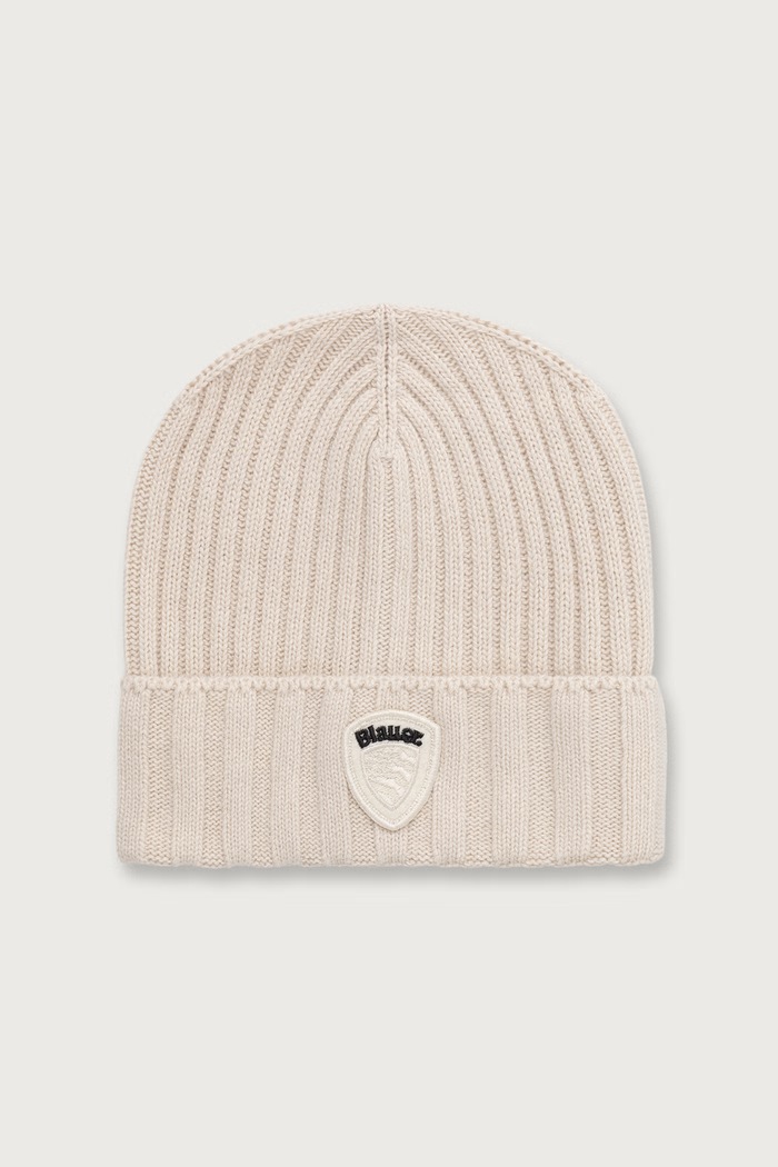 Blauer Czapka beanie męska z dodatkiem wełny beżowy BLUA05556