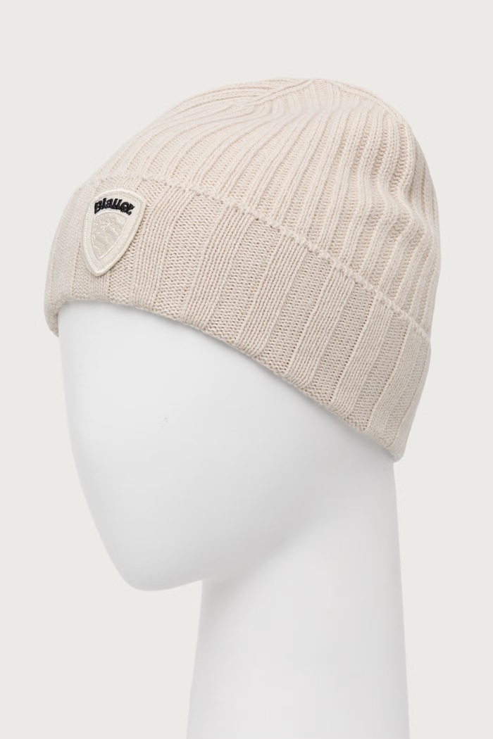 Blauer Czapka beanie męska z dodatkiem wełny BLUA05556 beżowy AW26