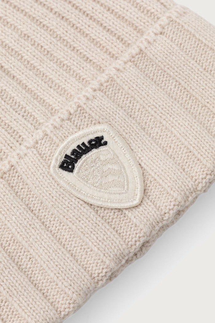 Akcesoria Blauer Czapka beanie męska z dodatkiem wełny BLUA05556 beżowy