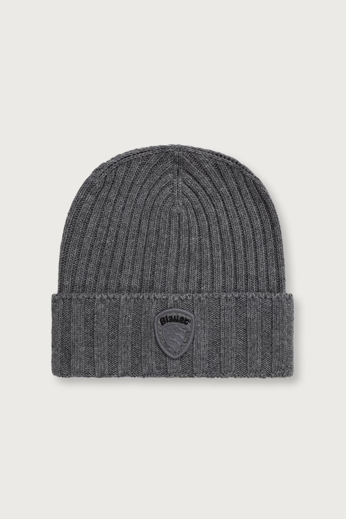 Blauer Czapka beanie męska z dodatkiem wełny szary BLUA05556