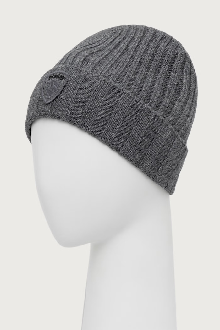 Blauer Czapka beanie męska z dodatkiem wełny BLUA05556 szary AW26