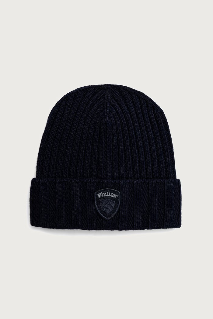 Blauer Czapka beanie męska z dodatkiem wełny granatowy BLUA05556