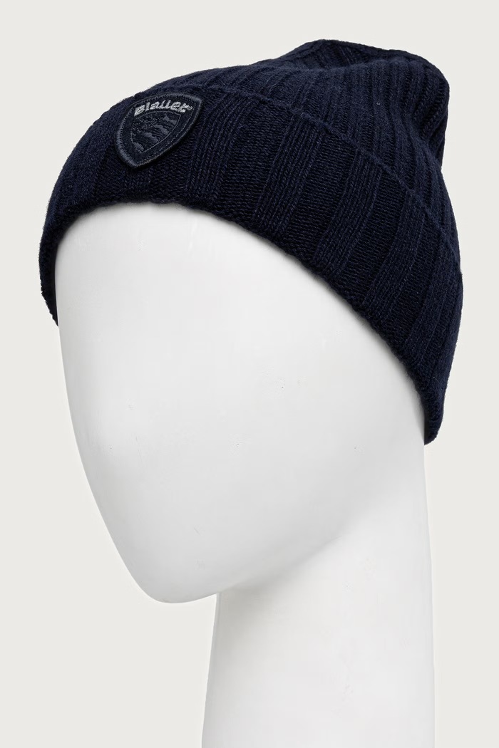 Akcesoria Blauer Czapka beanie męska z dodatkiem wełny BLUA05556 granatowy
