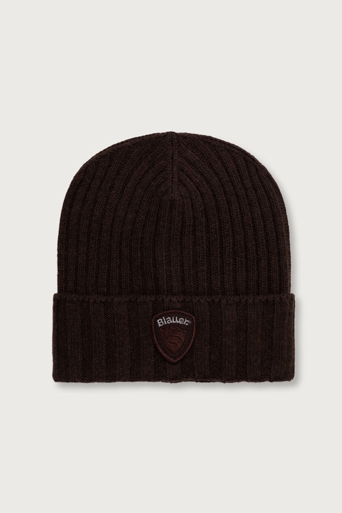 Blauer Czapka beanie męska z dodatkiem wełny brązowy BLUA05556