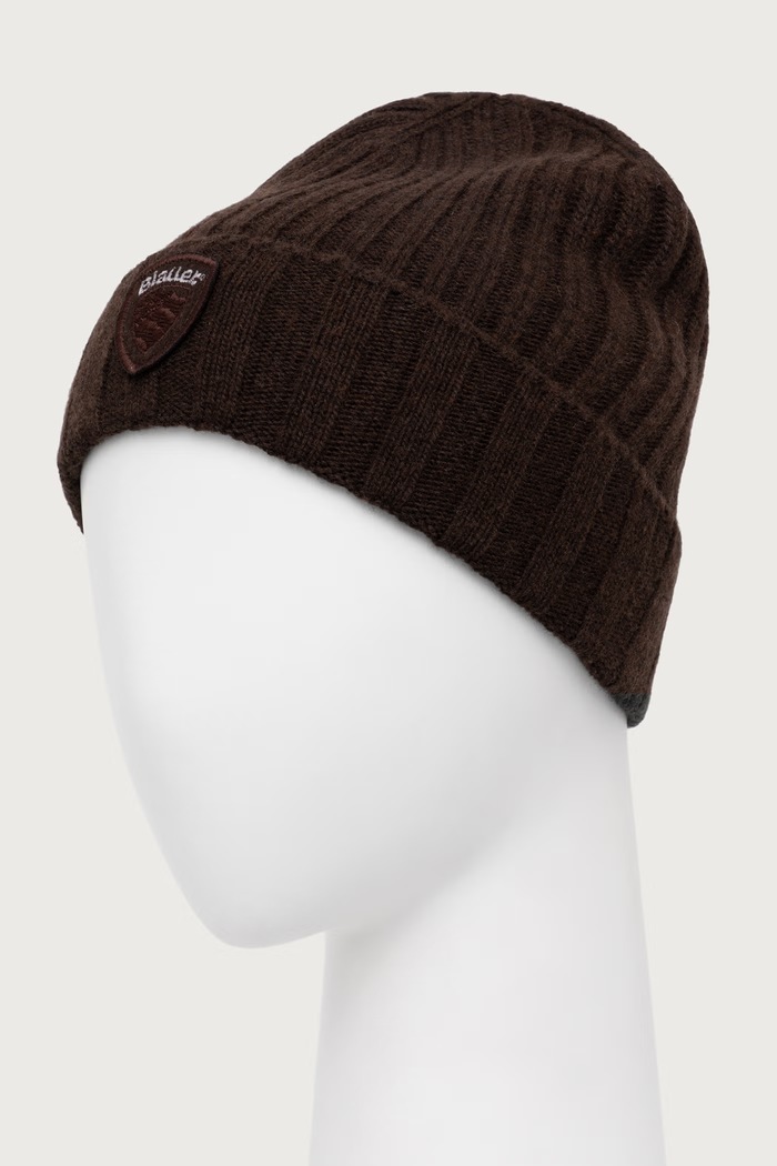 Blauer Czapka beanie męska z dodatkiem wełny BLUA05556 brązowy AW26