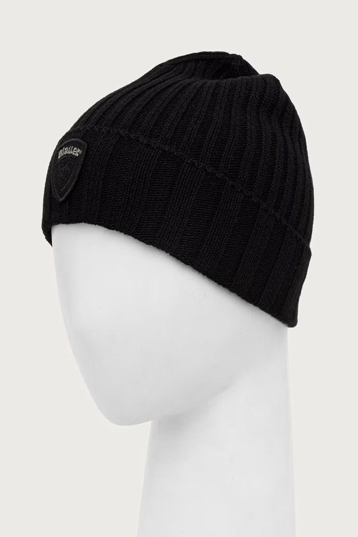 Akcesoria Blauer Czapka beanie męska z dodatkiem wełny BLUA05556 czarny