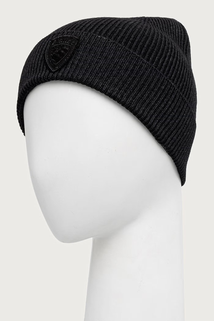 Akcesoria Blauer Czapka beanie męska wełniana BLUA05467 czarny