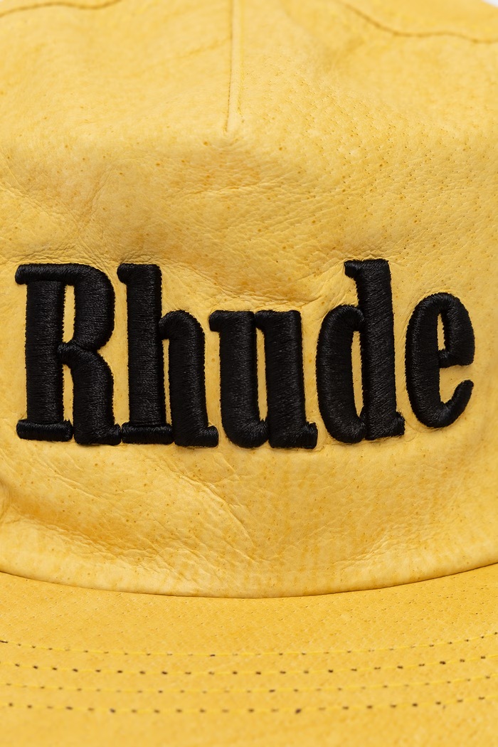 RHUDE Logo czapka z daszkiem skórzana męska RHFW26HA01741 żółty AW26