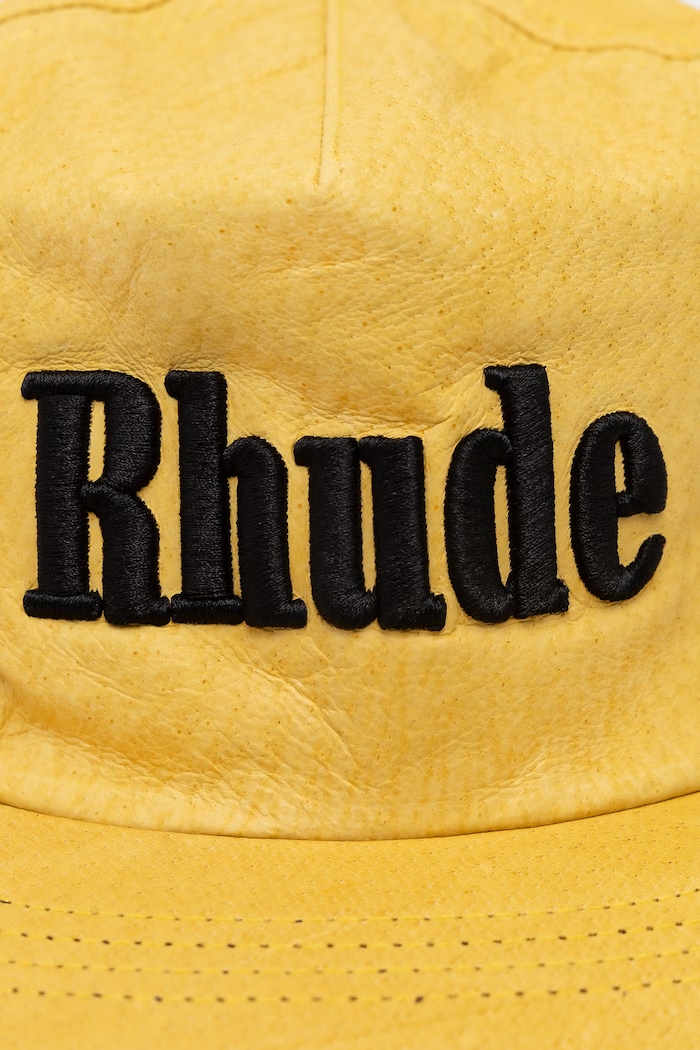 RHUDE Logo czapka z daszkiem skórzana męska RHFW26HA01741 żółty AW26