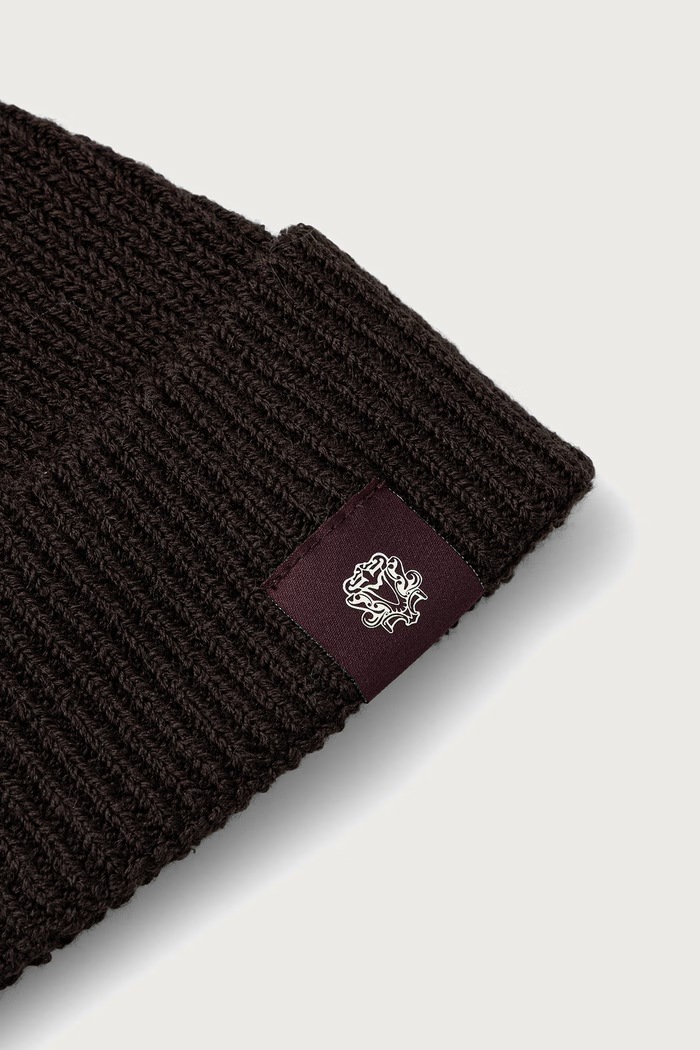 Mos Mosh Czapka beanie męska z wełną Kyle 511390 brązowy AW26