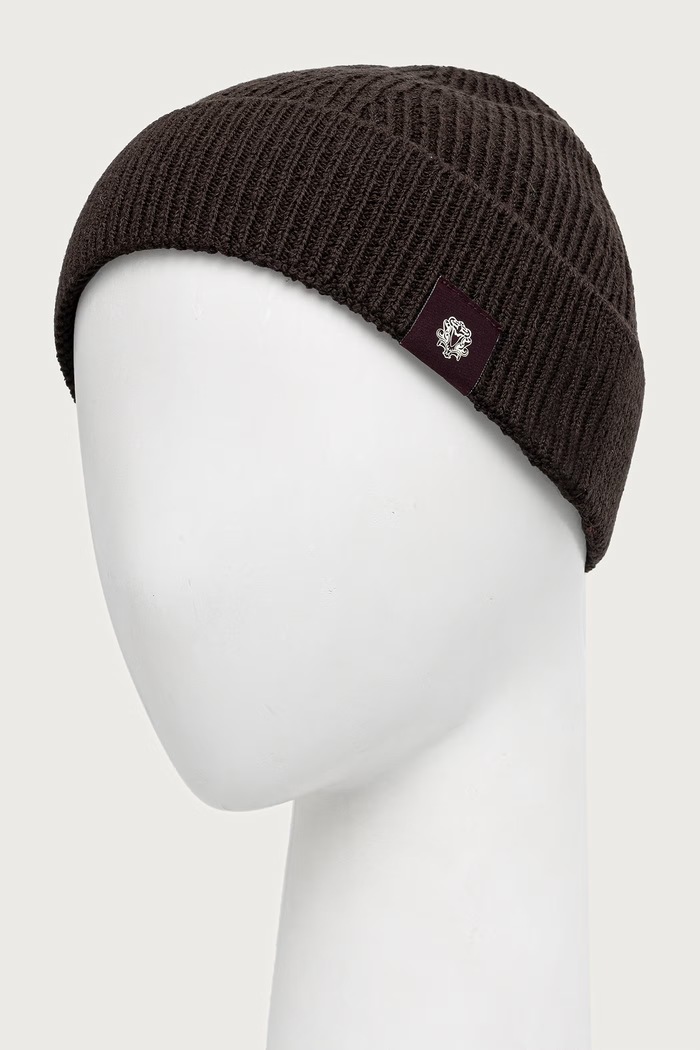 Akcesoria Mos Mosh Czapka beanie męska z wełną Kyle 511390 brązowy