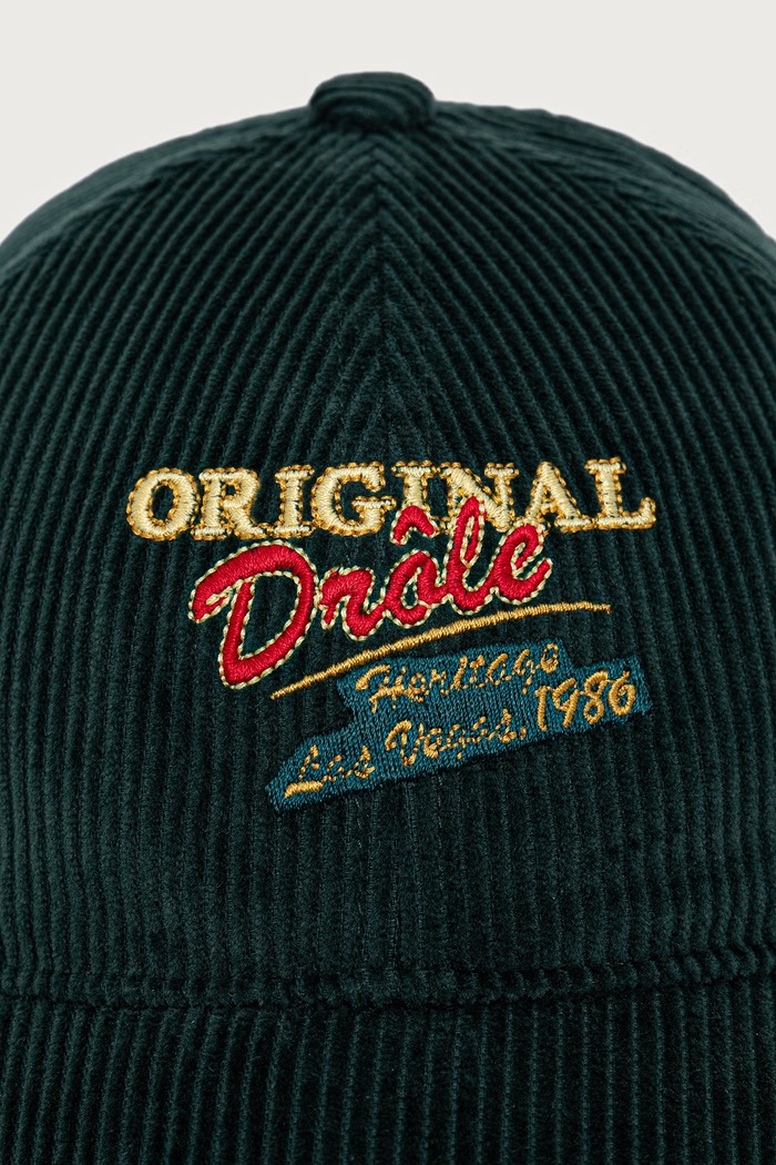 Drôle de Monsieur Czapka z daszkiem męska sztruksowa Original Drule Corduroy M.CP216.CO236 zielony AW26